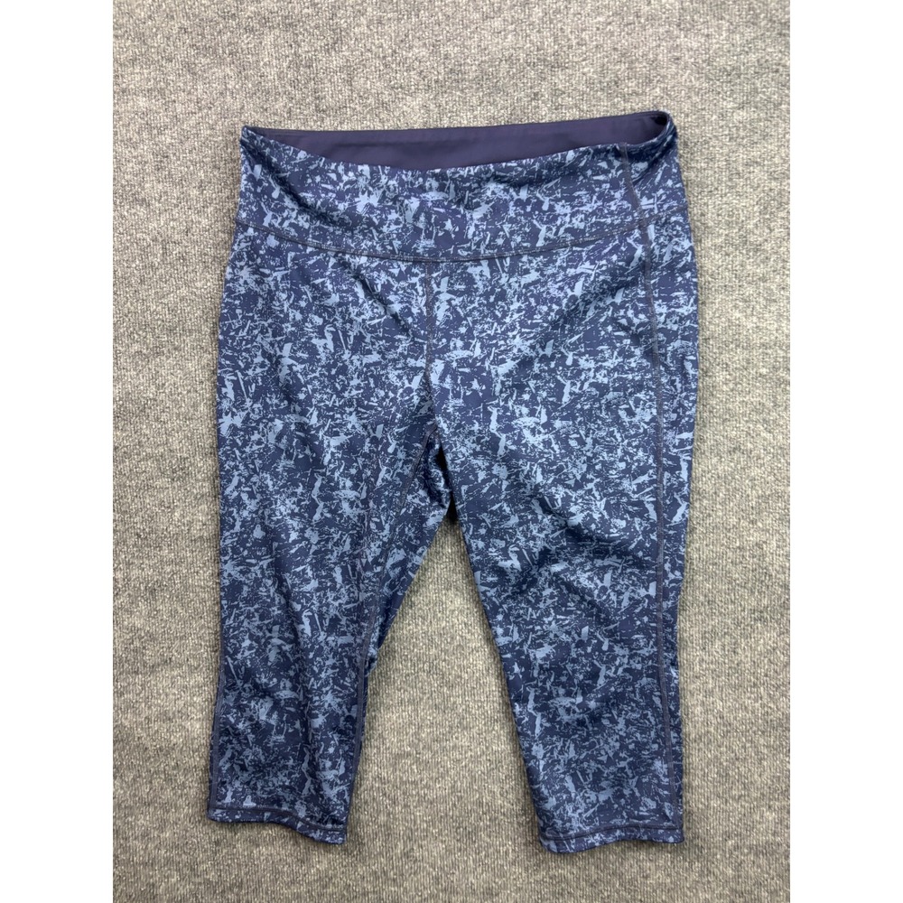 Athleta Crop Leggings Womens XL Blue Abstract Print Athletic Yoga Capris 243089